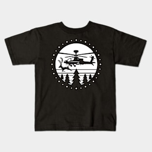 AH-64 Flying with Reindeer Kids T-Shirt